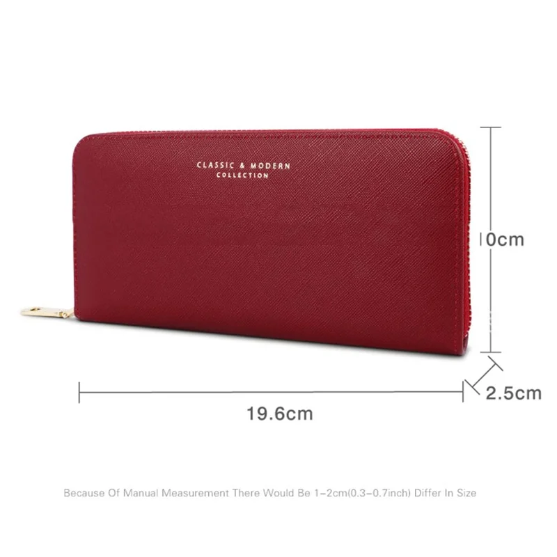 TAILIAN T9612-042 Cross Texture PU Leather Cellphone Clutch Women Zipper Long Wallet - Vermelho
