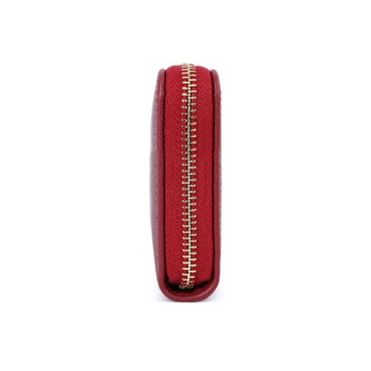 TAILIAN T9612-042 Carteira com Zíper Longa de Couro PU com Textura Cruzada para Mulheres - Rosa 