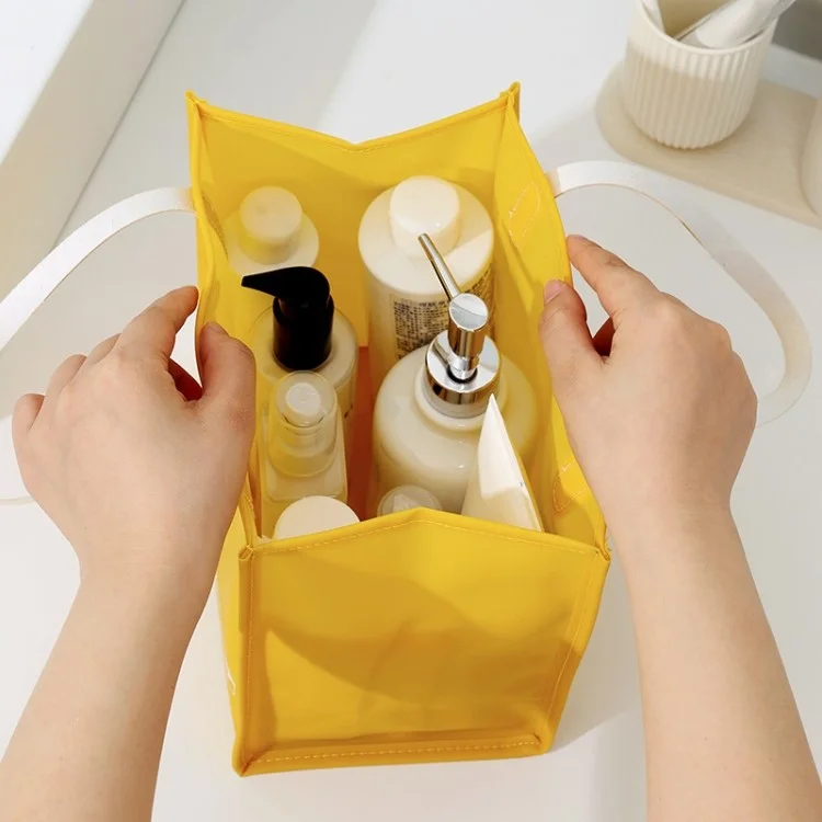 RH2313 Waterproof PVC Travel Cosmetic Toiletries Organizer Bag Pouch Makeup Storage Handbag - White