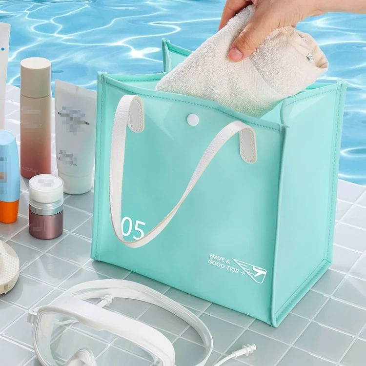 RH2313 Waterproof PVC Travel Cosmetic Toiletries Organizer Bag Pouch Makeup Storage Handbag - White