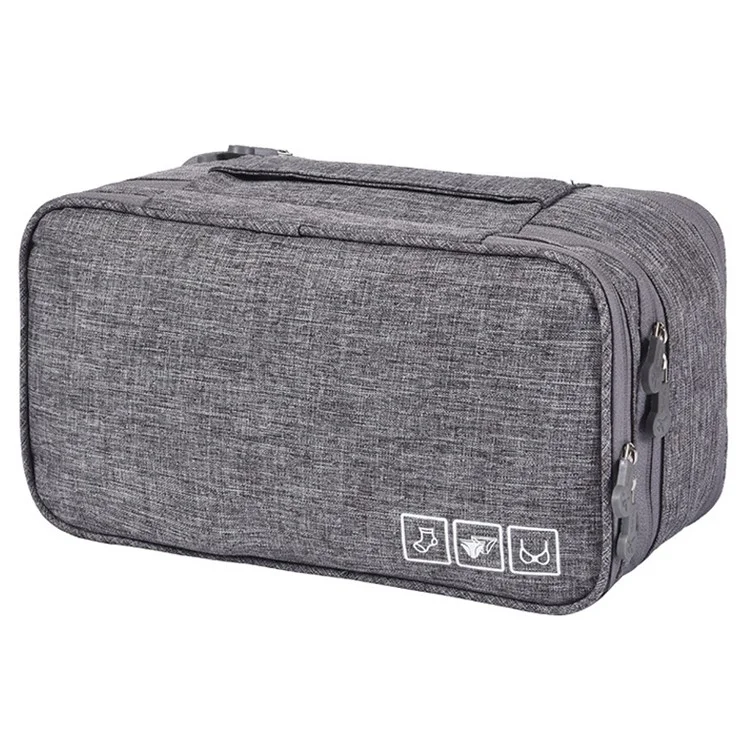 300D Cationic Fabric Travel Bra Underwear Storage Pouch Socks Cosmetics Clothes Storage Pouch for Men Women - Gris