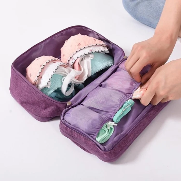 300D Cationic Fabric Travel Bra Underwear Storage Pouch Socks Cosmetics Clothes Storage Pouch for Men Women - Gris