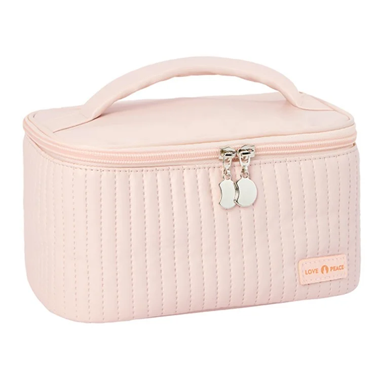 Wide Opening Cosmetic Brush Lotion Liquid Storage Pouch Portable PU Leather Makeup Organization Bag Travel Toiletry Storage Pouch - Pink