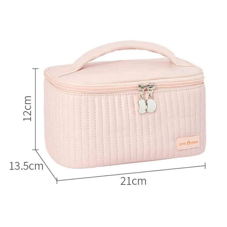 Wide Opening Cosmetic Brush Lotion Liquid Storage Pouch Portable PU Leather Makeup Organization Bag Travel Toiletry Storage Pouch - Pink