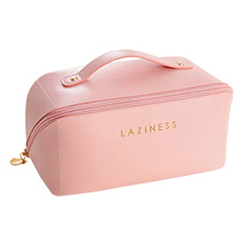 Single Zipper Closure Cosmetics Bag Waterproof Toiletry Bag Travel Supply Organizer for Makeup, Shampoo, Lotion - Pink