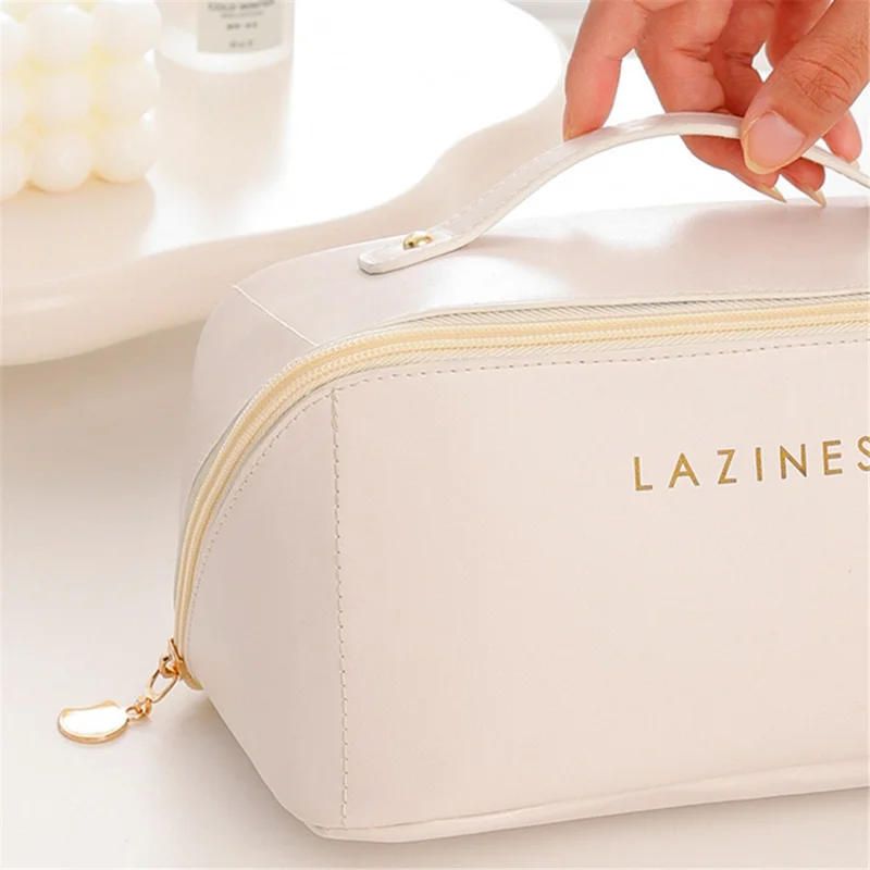 Single Zipper Closure Cosmetics Bag Waterproof Toiletry Bag Travel Supply Organizer for Makeup, Shampoo, Lotion - Pink