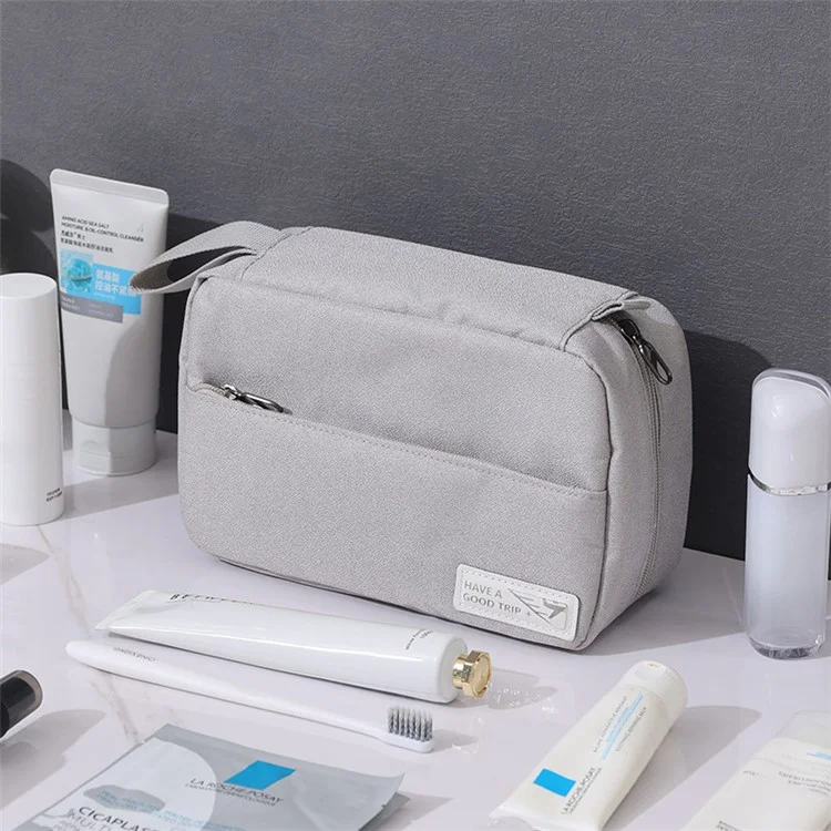 Tragbare Hänge-Kosmetiktasche Reise-Badezimmer-Dusche Polyester-Aufbewahrungstasche Kosmetikorganisator - Grau