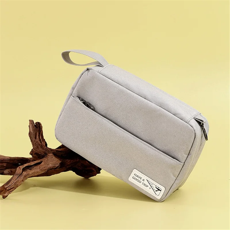 Portable Hanging Toiletry Bag Travel Bathroom Shower Polyester Storage Bag Cosmetic Organizer - Brown