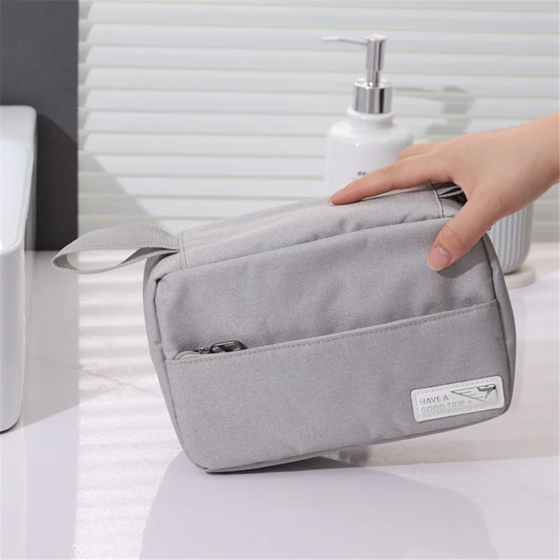 Portable Hanging Toiletry Bag Travel Bathroom Shower Polyester Storage Bag Cosmetic Organizer - Brown
