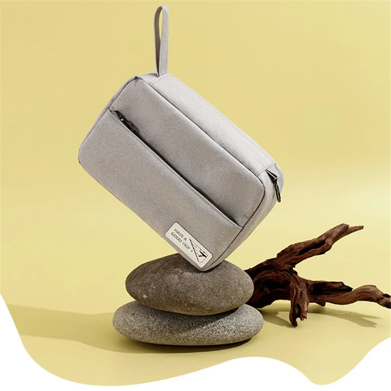 Portable Hanging Toiletry Bag Travel Bathroom Shower Polyester Storage Bag Cosmetic Organizer - Brown