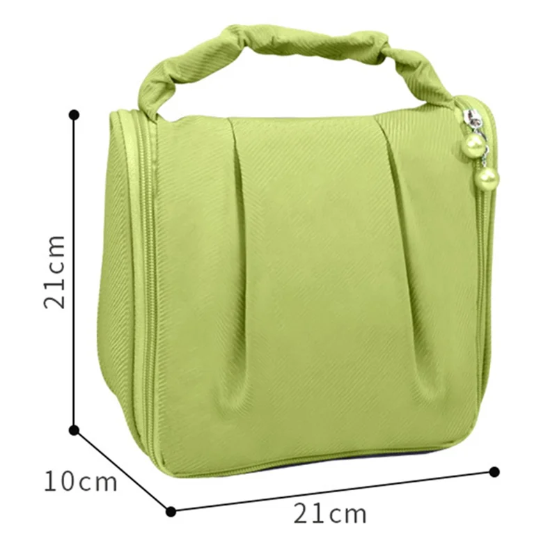 Portable Hanging Toiletry Wash Bag Polyester Waterproof Cosmetics Storage Bag Handbag - Green