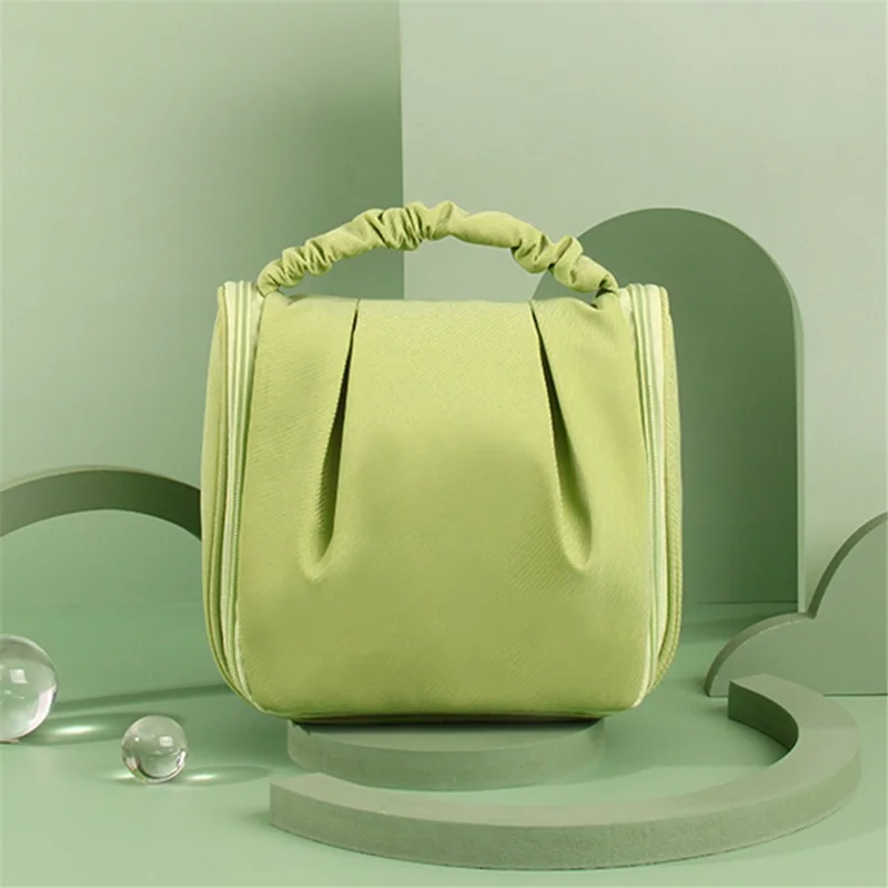 Draagbare Opvouwbare Toilettas van Polyester Waterdichte Kosmetikatas Opbergzak Handtas - Donkerblauw