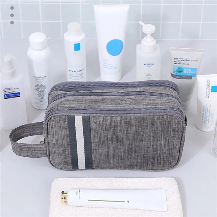 Large Toiletry Bag Cationic Oxford Cloth Dry Wet Separable Travel Wash Bag, Size L, 27x10x16cm - Wine Red
