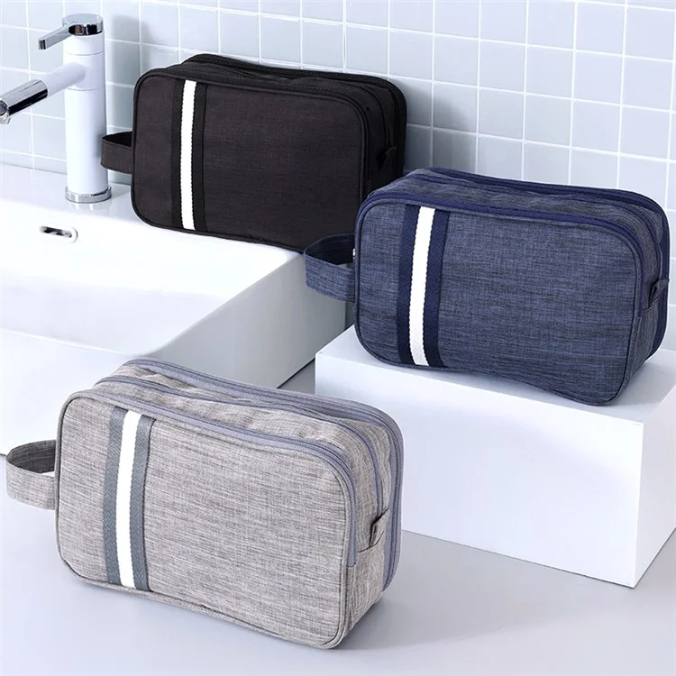 Large Toiletry Bag Cationic Oxford Cloth Dry Wet Separable Travel Wash Bag, Size L, 27x10x16cm - Wine Red