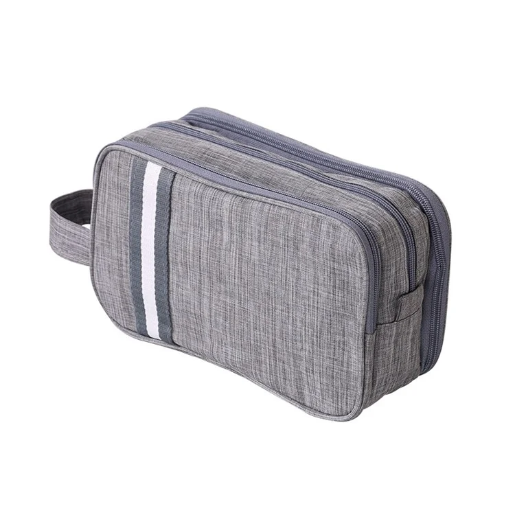 Small Toiletry Bag Dry Wet Separable Cationic Oxford Cloth Cosmetic Storage Bag, Size S, 25x10x14cm - Grey