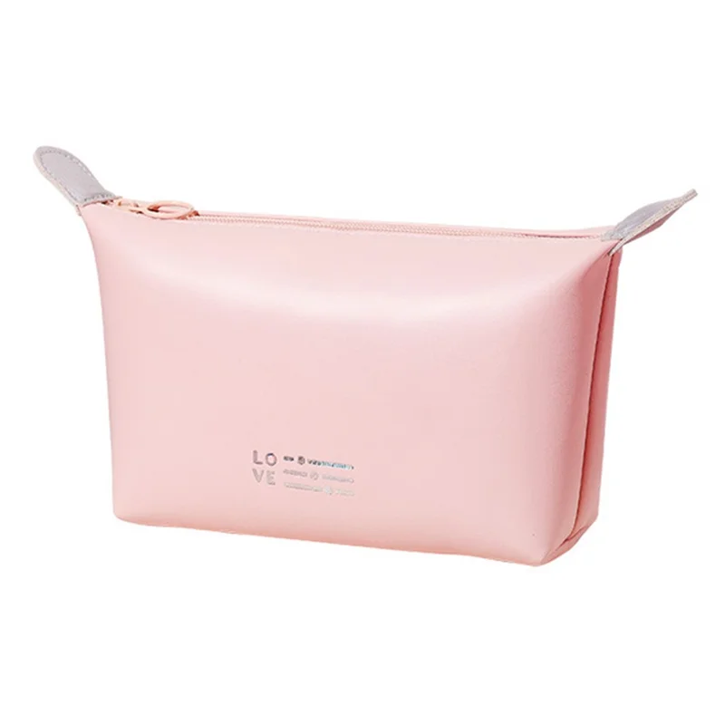 PU Leather Toiletry Wash Bag Waterproof Cosmetic Makeup Storage Bag Organizer - Pink