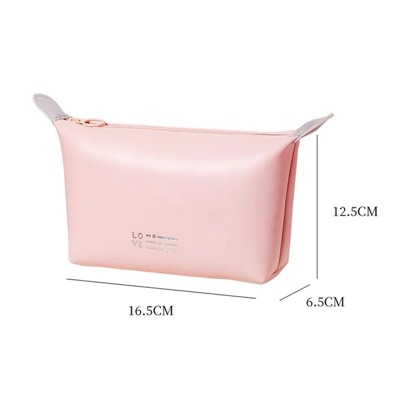 PU Leather Toiletry Wash Bag Waterproof Cosmetic Makeup Storage Bag Organizer - Pink
