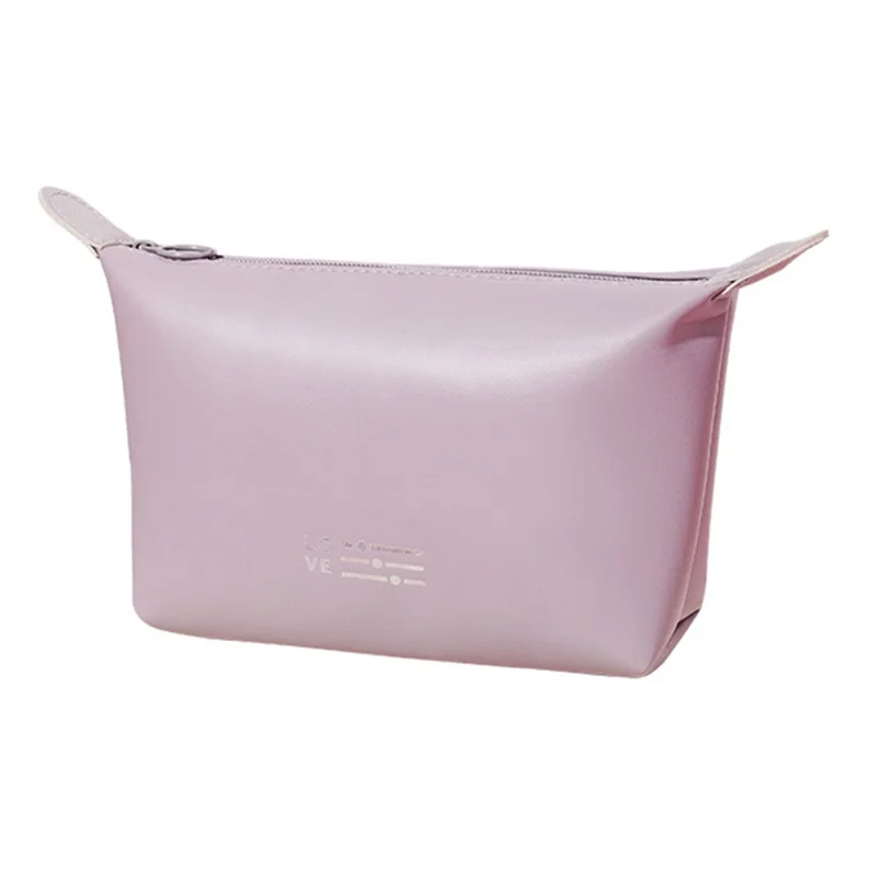 Borsa da Toilette in PU Leather Impermeabile Borsa per Cosmetici Porta Trucco - Viola Chiaro