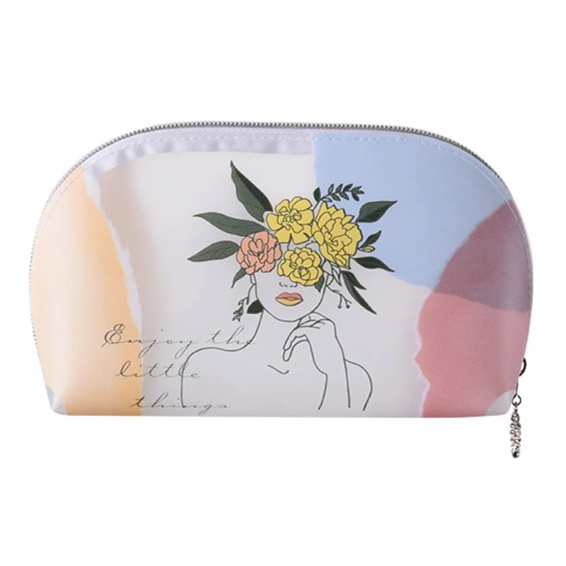 Translucent TPU Toiletry Wash Bag Lovely Girl Pattern Makeup Cosmetic Organizer Bag, Size S - Flower Crown Girl