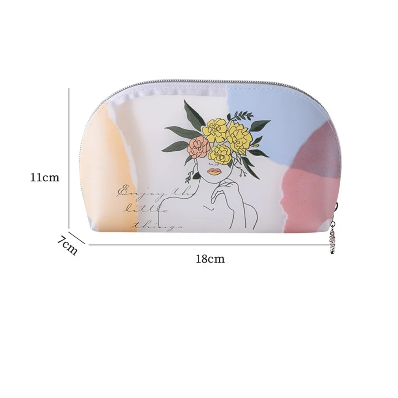 Translucent TPU Toiletry Wash Bag Lovely Girl Pattern Makeup Cosmetic Organizer Bag, Size S - Flower Crown Girl