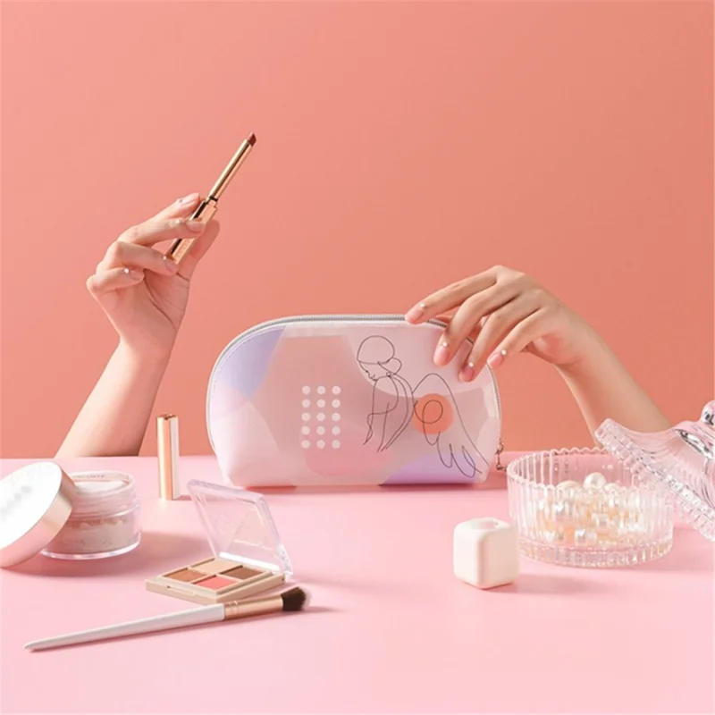 Translucent TPU Toiletry Wash Bag Lovely Girl Pattern Makeup Cosmetic Organizer Bag, Size S - Flower Crown Girl