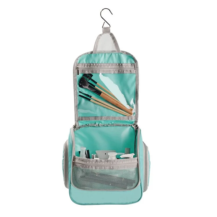 Portable Travel Toiletry Bag Polyester Makeup Cosmetics Hanging Storage Bag Container - Pink
