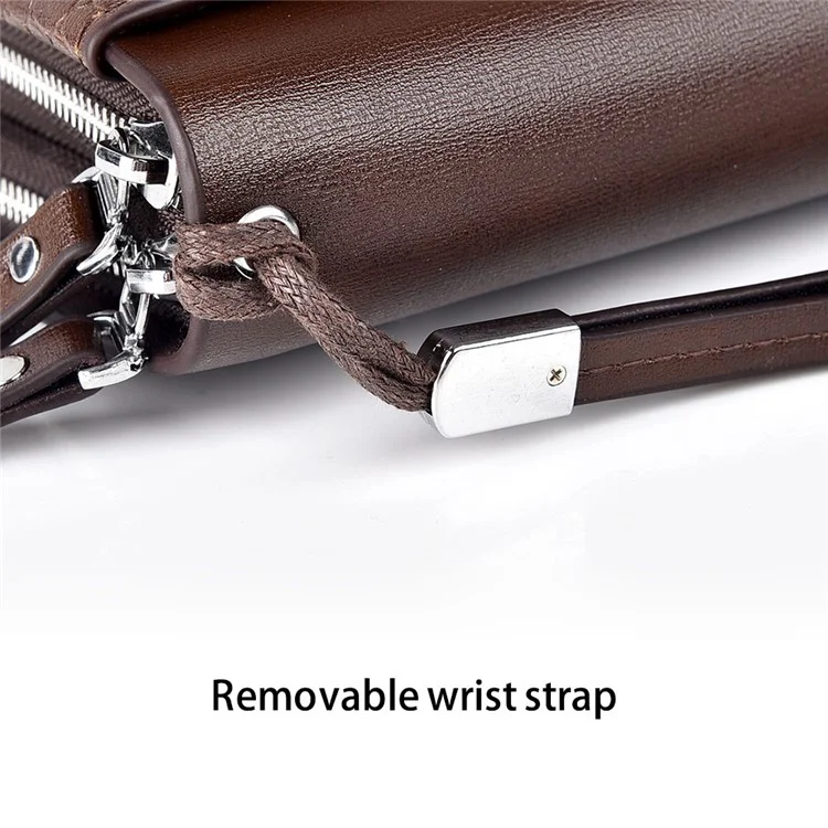 WEIXIER W123 Crocodile Texture PU Leather Men Clutch Bag Large Capacity Zipper Long Wallet - Brown