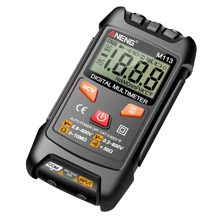 Aneng M113 1999 Zählt Mini Digital Multimeter AC / DC -spannungsmesser Ohm NCV -widerstandsspannungstester Elektrizitätstool - Schwarz