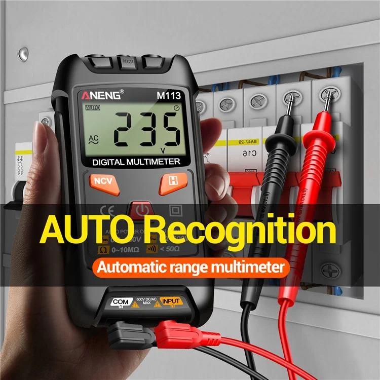 Aneng M113 1999 Conta Mini Multimetro Digitale AC / Metro Tensione cc Ohm Ncv Resistenza Volt Tester Strumento Elettrico - Nero