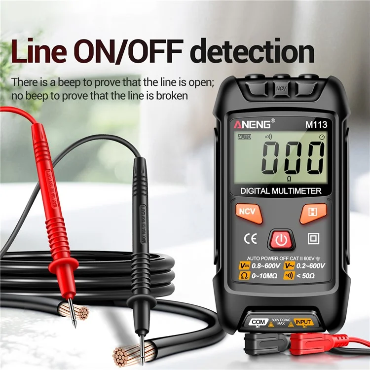 Aneng M113 1999 Zählt Mini Digital Multimeter AC / DC -spannungsmesser Ohm NCV -widerstandsspannungstester Elektrizitätstool - Schwarz