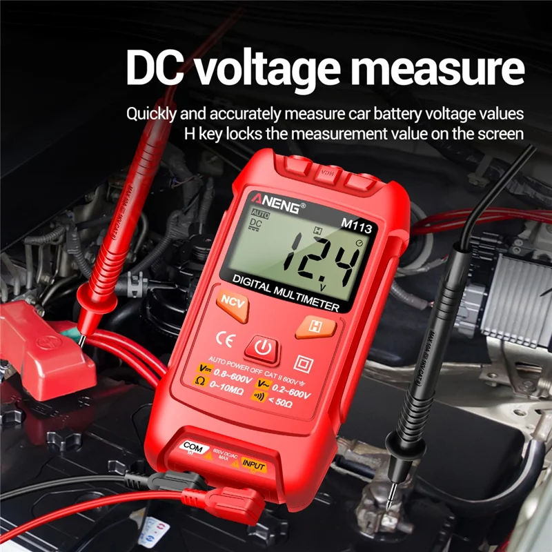 ANENG M113 1999 Counts Mini Digital Multimeter AC / DC Voltage Meter Ohm NCV Resistance Volt Tester Electricity Tool - Red