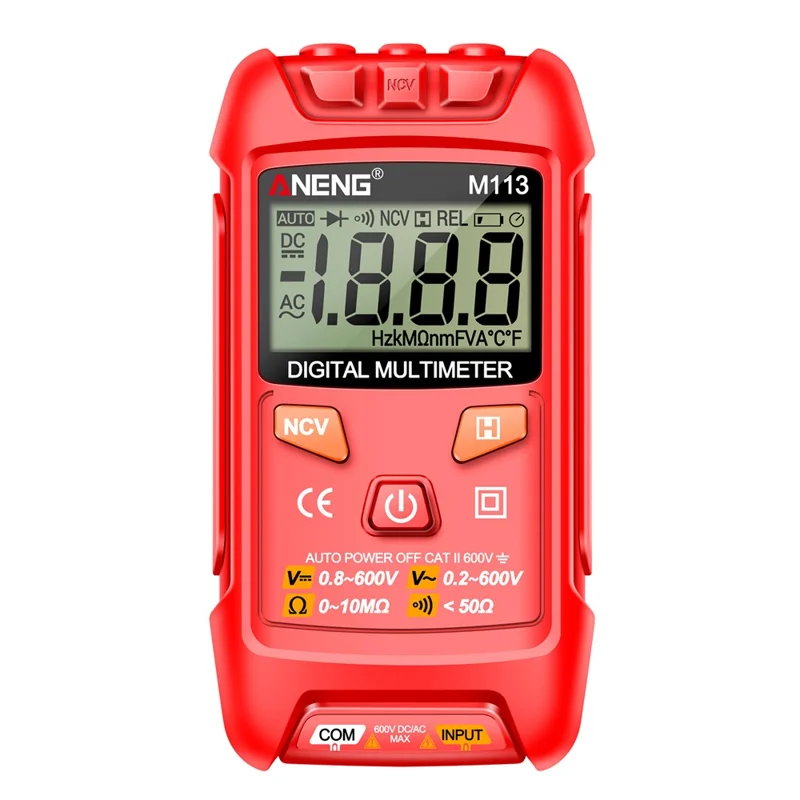 ANENG M113 1999 Counts Mini Digital Multimeter AC / DC Voltage Meter Ohm NCV Resistance Volt Tester Electricity Tool - Red