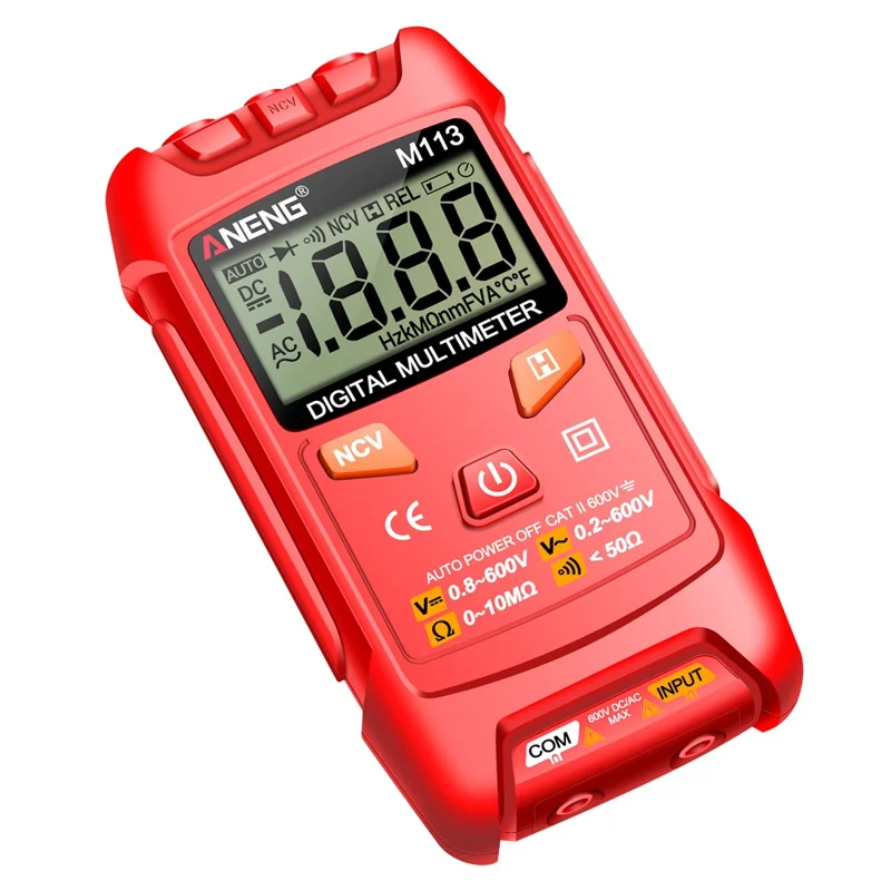 ANENG M113 1999 Counts Mini Digital Multimeter AC / DC Voltage Meter Ohm NCV Resistance Volt Tester Electricity Tool - Red