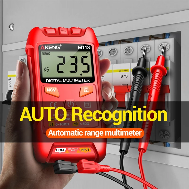ANENG M113 1999 Counts Mini Digital Multimeter AC / DC Voltage Meter Ohm NCV Resistance Volt Tester Electricity Tool - Red