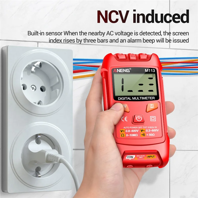 ANENG M113 1999 Counts Mini Digital Multimeter AC / DC Voltage Meter Ohm NCV Resistance Volt Tester Electricity Tool - Red