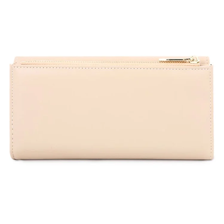 TAILIAN T3620-002 Pure Color PU Leather Long Wallet Multiple Card Slots Storage Pouch Clutch Bag Billfold for Women - Beige