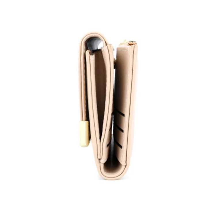 TAILIAN T3620-002 Pure Color PU Leather Long Wallet Multiple Card Slots Storage Pouch Clutch Bag Billfold for Women - Beige