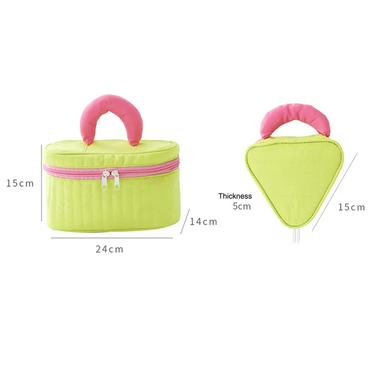 Mini Triangle Makeup Bag Color Splicing Memory Cloth+PP Cotton Travel Cosmetic Organizer - Green