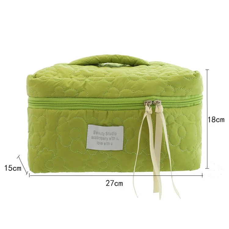 Borsa Cosmetica Organizzatrice in Nylon con Disegno Floreale Soffice, Custodia per Toiletries, Borsa da Viaggio per la Casa, Pochette per il Trucco, Dimensione: L - Rosa