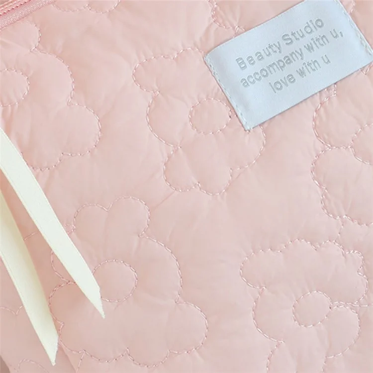Borsa Cosmetica Organizzatrice in Nylon con Disegno Floreale Soffice, Custodia per Toiletries, Borsa da Viaggio per la Casa, Pochette per il Trucco, Dimensione: L - Rosa