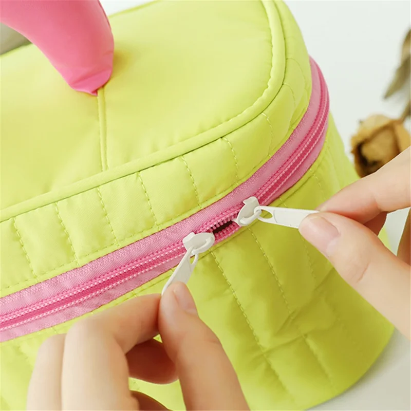 Splicing Color Cloth Cosmetic Storage Pouch Portable Makeup Organization Bag Travel Toiletry Organizer Bag - Green