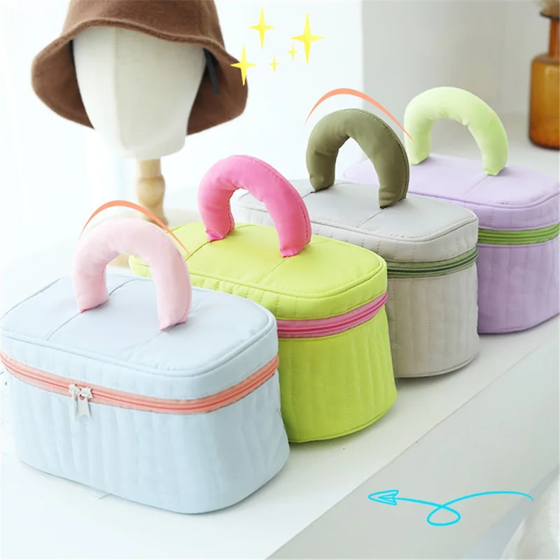 Splicing Color Cloth Cosmetic Storage Pouch Portable Makeup Organization Bag Travel Toiletry Organizer Bag - Green