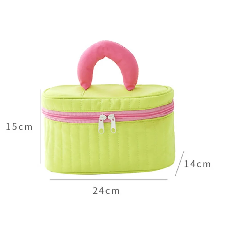 Splicing Color Cloth Cosmetic Storage Pouch Portable Makeup Organization Bag Travel Toiletry Organizer Bag - Green