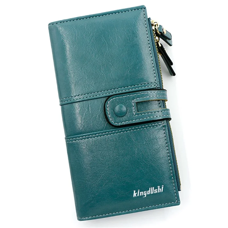 KINGDUSHI Hasp Design Multiple Card Slots Long Wallet Women PU Leather Cellphone Clutch - Blue