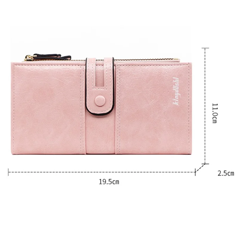 KINGDUSHI Hasp Design Multiple Card Slots Long Wallet Women PU Leather Cellphone Clutch - Black