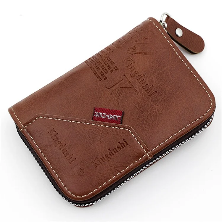 MK95-15 Multifunction Wallet PU Leather Coin Card Storage Bag for Daily Use, Travel - Light Brown