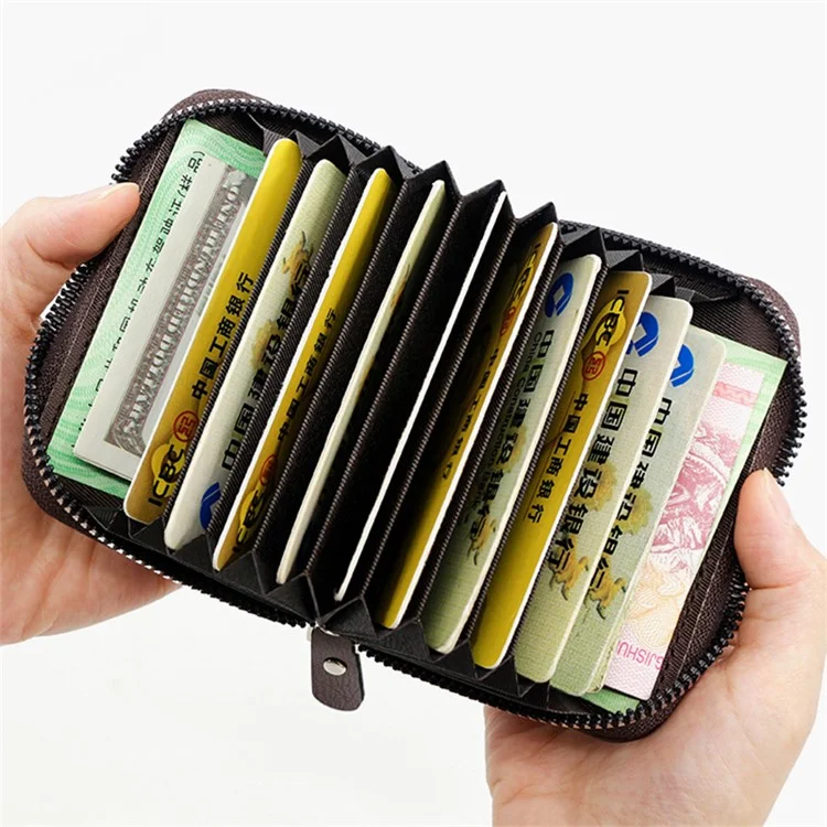 MK95-15 Multifunction Wallet PU Leather Coin Card Storage Bag for Daily Use, Travel - Light Brown