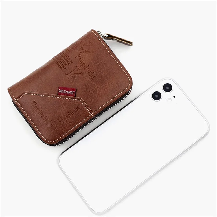MK95-15 Multifunction Wallet PU Leather Coin Card Storage Bag for Daily Use, Travel - Light Brown