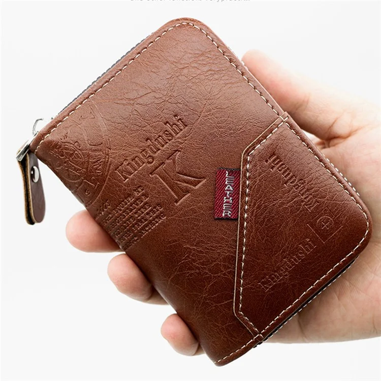 MK95-15 Multifunction Wallet PU Leather Coin Card Storage Bag for Daily Use, Travel - Light Brown