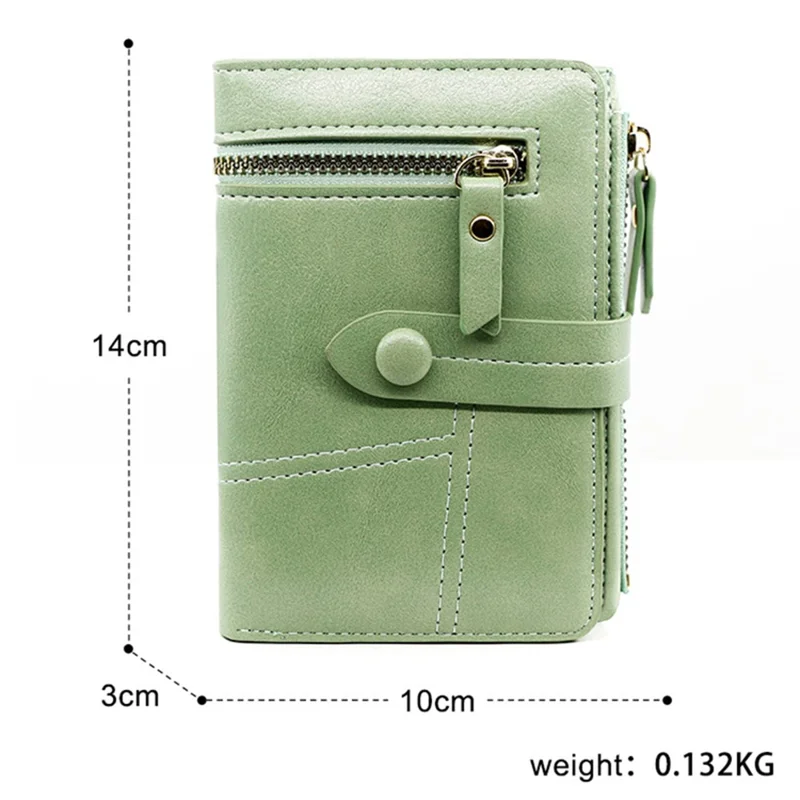 R823-1 PU Leather Zipper Pocket Short Wallet Stylish Tri-fold Women Coin Purse - Light Pink